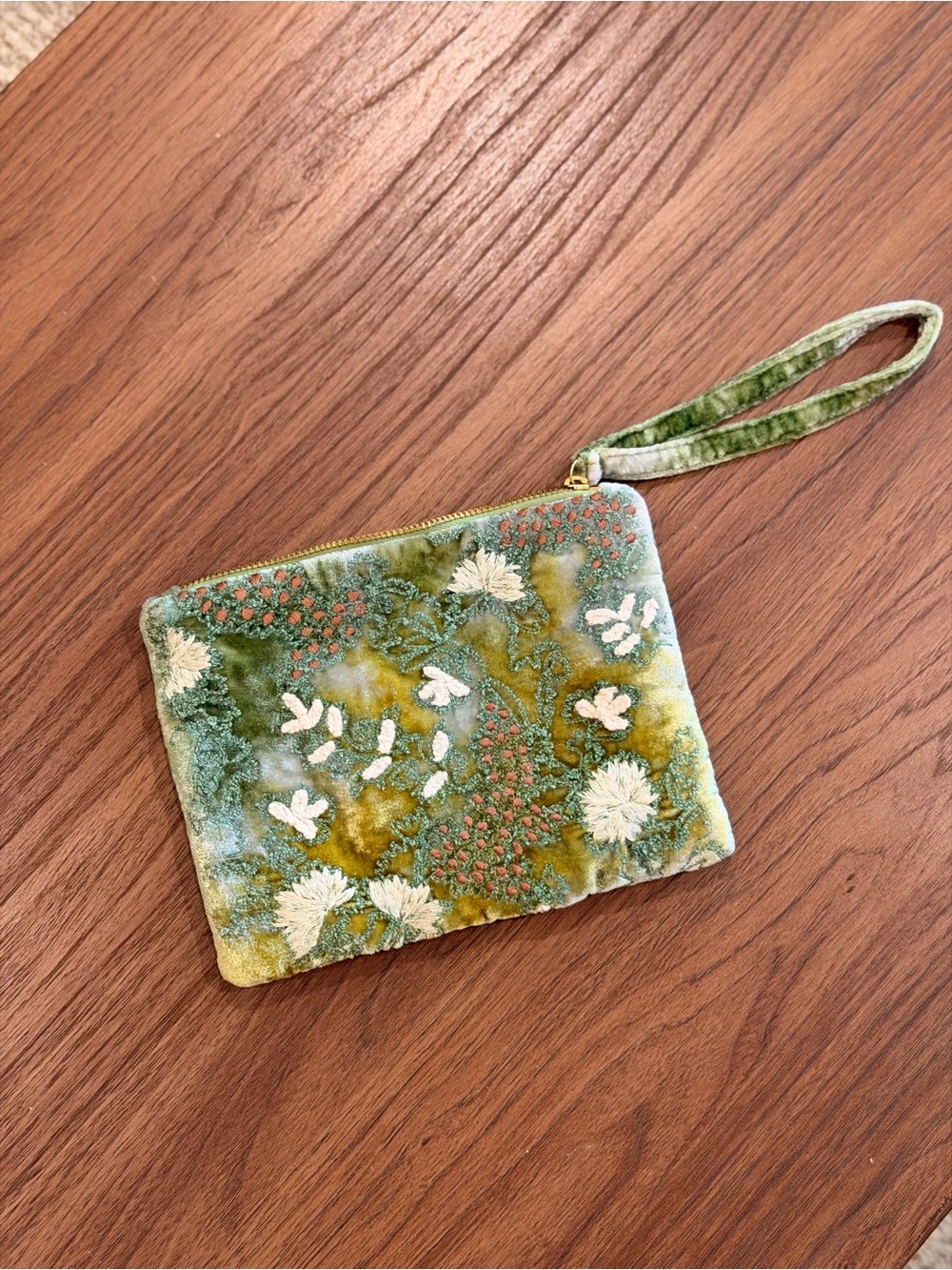 RARE HTF Anke Drechsel Silk and Velvet Embroidered Clutch Purse Pouch W/ Handle